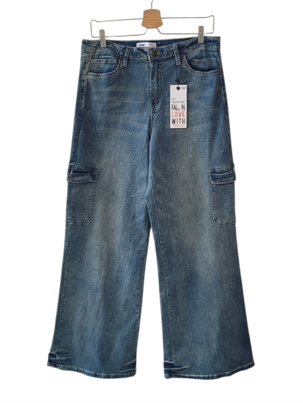 YMI High Rise Wide Leg Cargo Skater Jeans Size 13 l 31